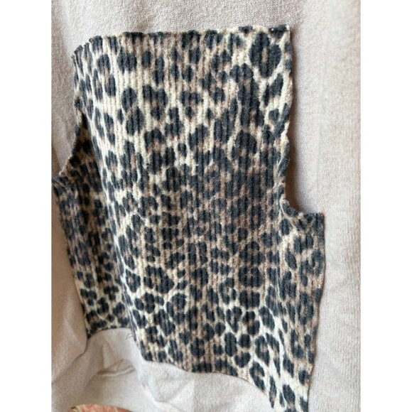 White Birch Women's‎ L Beige & Leopard Print Hooded Sweatshirt Dress - Picture 7 of 7